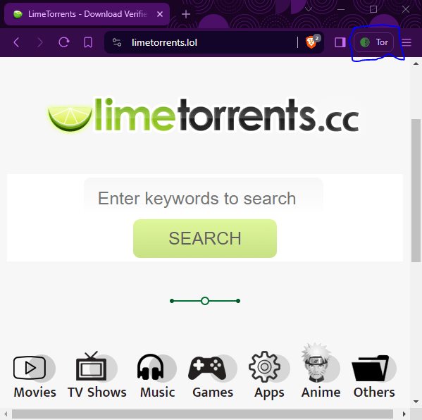 How to access Limetorrents using Brave browser